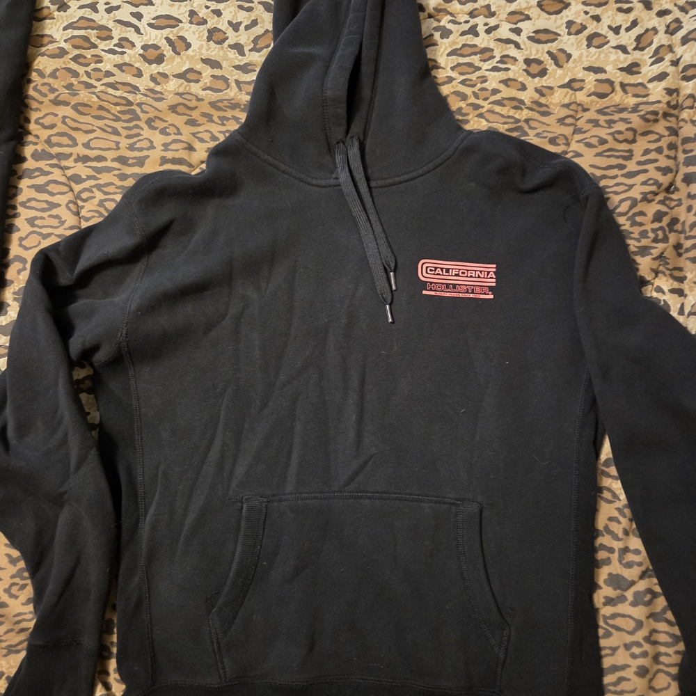 Hollister Black Zip Up Sweatshirt with Pink California Graphic